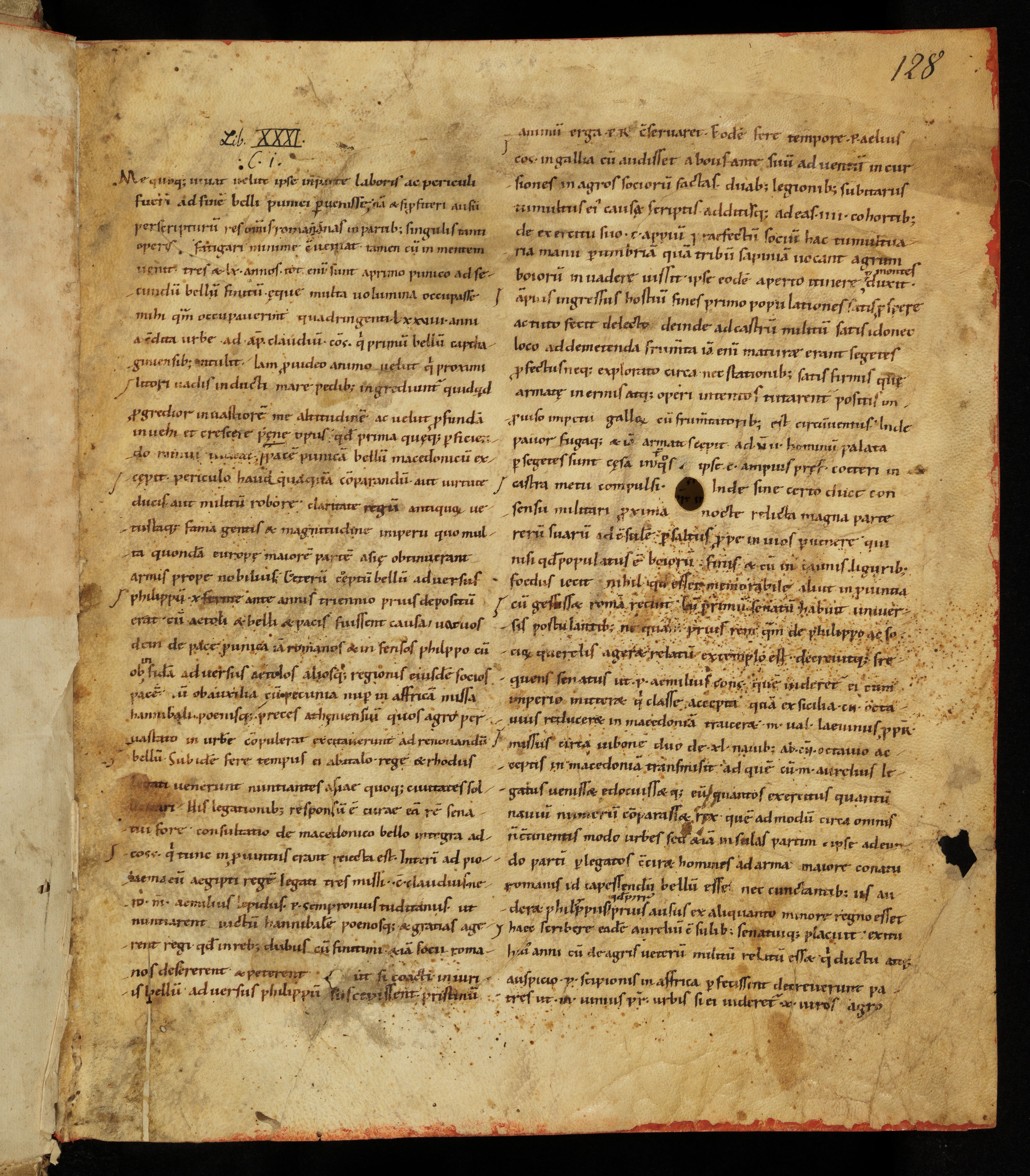 Bamberg, Staatsbibliothek, Msc.Class.35, fol. 128r — opening of Livy Book 31, Caroline minuscule, medieval
