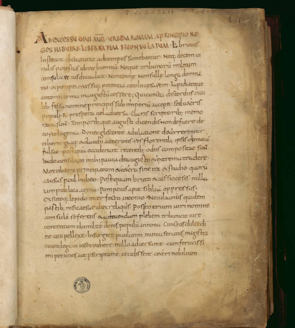 Manuscript of Cornelius Tacitus Annals (Plut. 68.1) at the Biblioteca Medicea Laurenziana, Florence — 11th century (1001–1100).