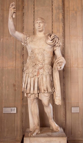 Marble statue of Emperor Trajan at the Louvre Museum